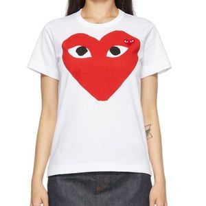 COMME DES GARÇONS PLAY White Large Double Heart T-Shirt